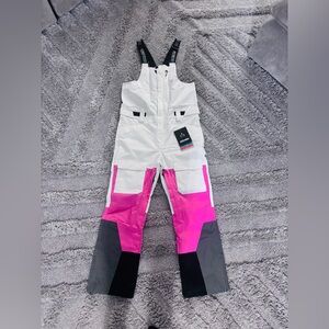 White and Pink Snow Bib Overalls